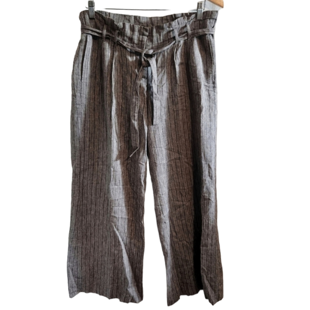 BCBGMAXAZRIA Pinstripe Wide-Leg Belted Pants